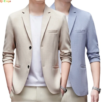 Erkek İlkbahar ve Sonbahar Yeni Takım Elbise Uzun kollu Ceket İş Rahat İnce Blazers Ceket Yaka Günlük Giysi 3 Renk İsteğe Bağlı