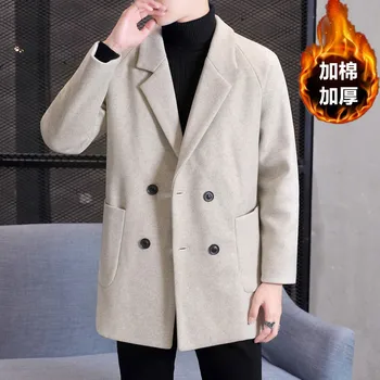 Erkek moda iş trendi yakışıklı high-end artı pamuk kalınlaşma orta uzunlukta tüvit ceket geniş sürüm damla omuz ceket