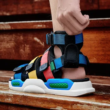 Erkek Yaz Yüksek Top Gladyatör Sandalet Kadın Moda Düz Roma plaj ayakkabısı Açık Rahat Toka platform sandaletler Erkek Spor Ayakkabı