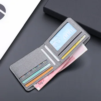Erkekler Moda Tuval Cüzdan Kısa Çanta kredi kartı kılıfı Çanta Siyah / mavi / gri kartlıklı cüzdan Erkek Para Çantası 2023 Banka Tutucu