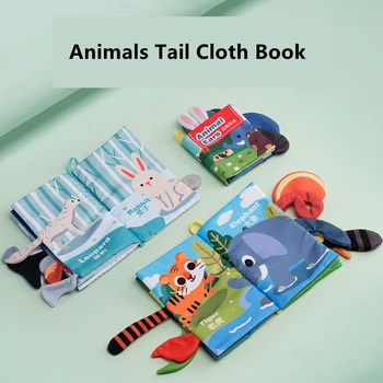 Erken Öğrenme Kumaş Kitap Hayvan Kuyrukları Bebek Kavrayabilirler Geliştirmek 0-12 Ay Bez Kitap Ebeveyn-Çocuk Etkileşimi Halka Kağıt Oyuncaklar