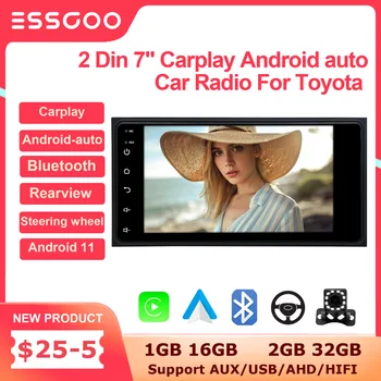 ESSGOO 2 Din 7 İnç Android Araba Radyo 2G 32G Multimedya Oynatıcı Carplay Android Otomatik Autoradio Stereo Bluetooth Toyota İçin