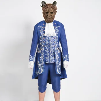 Film Güzellik ve Beast Cosplay Kostüm Yetişkin Prens Adam Kostüm erkekler için Cadılar Bayramı Karnaval Parti üniforma