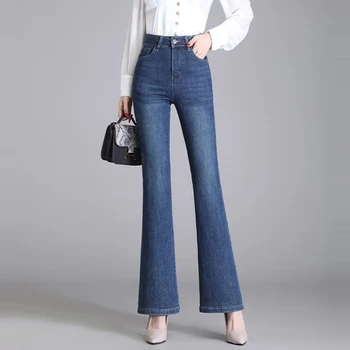 Flare Kot Kadın 2023 Elastik Kot Pantolon Yüksek Bel Kot Kadın Pantolon İlkbahar Sonbahar Vintage Jean Femme Vaqueros Mujer