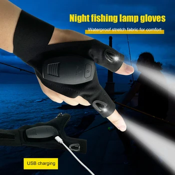 Gece lambası su Geçirmez Balıkçılık Eldiven ile LED el feneri Kurtarma Araçları Açık Dişli Bisiklet Pratik Dayanıklı Parmaksız Eldiven