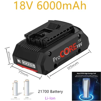 Geliştirilmiş 18 V 6.0 Ah li-ion pil için Procore 1600A016GB 18 Volt Max akülü elektrikli el aleti Matkap Ucu, 2100 Hücreleri Dahili