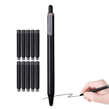 Geri çekilebilir dolma kalem Basın İnce Ucu Kalem 10 Değiştirilebilir Mürekkep Keseleri Hafif Yazma Mürekkep Kalem Not Almak İçin