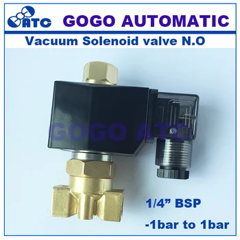 GOGO AC220V 380V DC12V 24V 2 yollu pirinç selenoid valf vacuum-1bar-1bar 1/4 inç normalde açık vakum pompası solenoid valfı