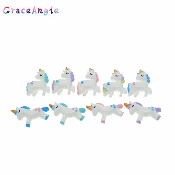 GraceAngie Reçine Karışık Renk 9 adet / paket Unicorn Tarzı At Sevimli Tatlı Tarzı Takı Aksesuarları DIY Kızın manyetik dönüşlü dünya
