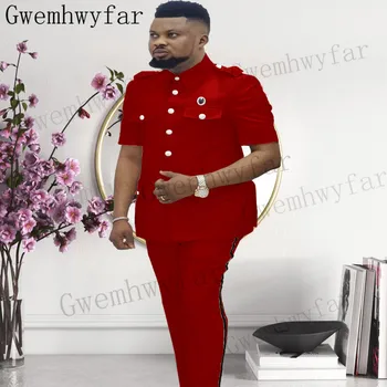 Gwenhwyfar Özel Yeni Varış Tasarımları Kırmızı Tek Göğüslü Erkek Takım Elbise Slim Fit 2 Parça Disfraz Hombre Rahat Smokin Damat Balo