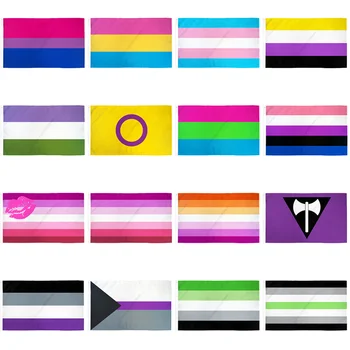 Gökkuşağı Gurur LGBT Bayrakları 150X90cm 3ft x 5ft Özel Afiş İki Grommet Biseksüel Panseksüel Aseksüel Transseksüel Sıcak Satış