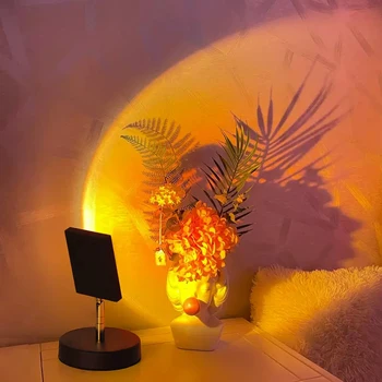 Gün batımı masa lambası projektör ruh ışık oturma odası yatak odası gece lambası dekor Bar gün batımı atmosfer fotoğraf arka plan Aura