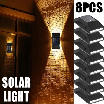 Güneş ışığı LED IP65 duvar lambası açık yukarı aşağı aydınlatma su geçirmez ışıklar aydınlık kır evi koridor bahçe dekorasyon
