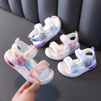 Güzel Rhionstone Kuğu Yaz Küçük Kızlar Sandalet Ayakkabı Rahat Spor Bebek Kız plaj ayakkabısı Daireler Mor Pembe çocuk sandaletleri G03061