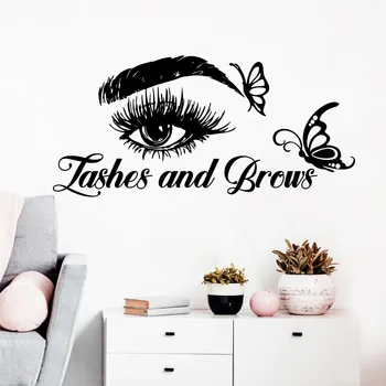 Güzellik Salonu Alıntı Kirpik Kelebek Duvar Sticker Banyo Makyaj Mağazası Duvar Çıkartması Yatak Odası Vinil Ev Dekor