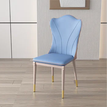 Hafif Lüks İskandinav Yemek Sandalyesi 2023 Yeni Ev Modern Rahat High end Mavi Sandalye