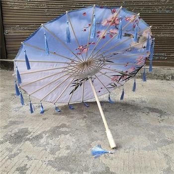 Hanfu Fotoğraf Prop Antik Şemsiye Yağmur Kadınlar Antik Püsküller Şemsiye Fotoğraf Dans Şemsiye Çünkü Oyun Şemsiye Japonya