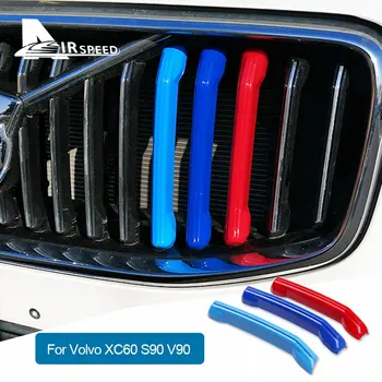 HAVA hızı Araba ön ızgara Çizgili Kapakları Izgara Klipleri Süslemeleri Trim Çıkartmalar Volvo XC60 S90 V90 2018 Aksesuarları Styling