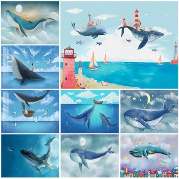 Hayvan 5D Elmas Boyama Sualtı Dünyası Yunus Tam Matkap Mozaik Elmas Nakış Kiti DIY Taklidi Ev Sanat dekorasyonu