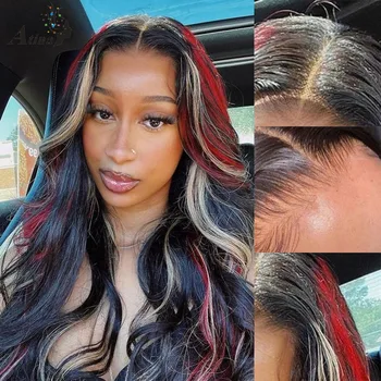 HD Dantel Ön peruk insan saçı Ombre Vurgulamak Bal Sarışın Kırmızı Renkli 360 Dantel ön peruk Siyah Kadınlar İçin Brezilyalı Tutkalsız