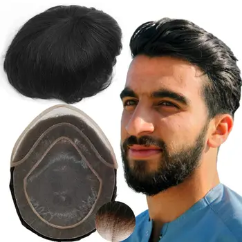 Hollywood Doğal Saç Çizgisi Erkek Saç Sistemi Peruk İsviçre HD Dantel PU erkek peruğu 100 % gerçek insan saçı erkek saçı peruk doğal peruk