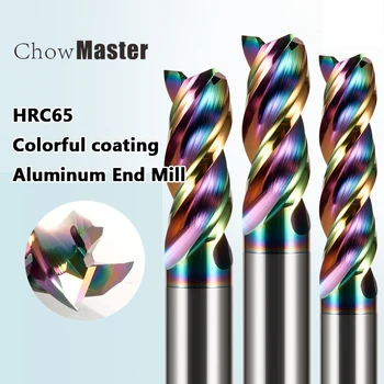 HRC65 DLC Kaplama Renkli Yüksek Verimli CNC Çok Renkli U Tipi Flüt freze kesicisi Uçları Alüminyum End Mill Frezeler Tungs