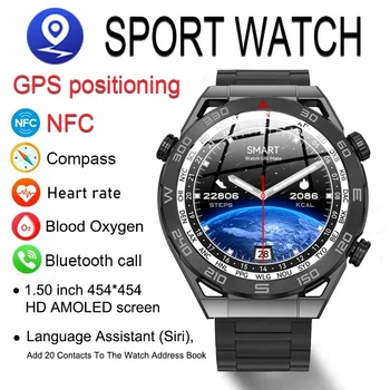 Huawei 2023 NFC Akıllı İzle Erkekler GPS Parça 454 * 454 HD AMOLED Ekran Pusula Kalp Hızı BT Çağrı IP68 Su Geçirmez SmartWatch Yeni