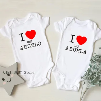 I Love My Abuela ve Abuelo Bebek Bodysuits Yaz Kısa Kollu Toddler Tulum Erkek Kız Onesies Yenidoğan Giysileri Kıyafetler