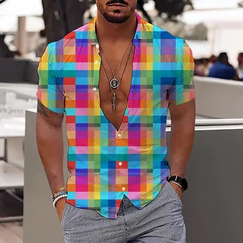 Ince Uzun Kollu Gömlek Erkek Moda Ve Eğlence 3D Dijital Baskı Düğmesi Yaka Gömlek Erkekler Moda Casual Düğme aşağı Gömlek