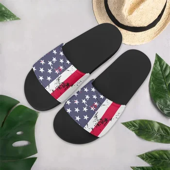 INSTANTARTS Amerikan Bayrağı Baskılı Rahat Slaytlar Unisex Kadın erkek terlikleri Yurtsever Kaymaz Ayakkabı Bayanlar Kadın plaj sandaletleri