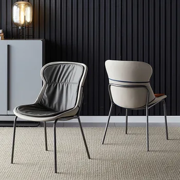 Iskandinav deri yemek sandalyeleri restoran mobilyaları için Basit Modern tasarımcı ev ışık lüks kahve dükkanı yemek sandalyesi