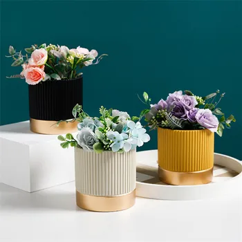 Iskandinav Seramik Çimento Saksı Basit Succulents Bitkiler Pot Ofis Masaüstü Mini Saksı Bonsai Ev Dekorasyon Süsler