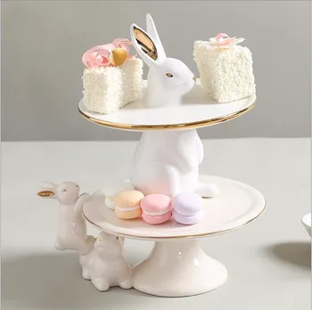 Iskandinav sevimli tavşan meyve tabağı kek atıştırma tabağı Yaratıcı model odası restoran kahve sehpası masaüstü depolama tepsisi