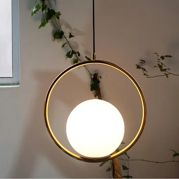 Iskandinav yatak Odası başucu Kolye Lamba Postmodern Minimalist restoran ışık cam küre asılı lambalar sarkıt aydınlatma armatürü AC