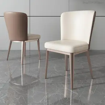 Italyan ışık lüks Minimalist yemek sandalyesi İskandinav ev Otel restoran moda arkalığı deri sandalye Modern Minimalist