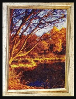 Iğne, nakış, DIY 16ct 14CT Baskısız Çapraz dikiş kitleri, Sonbahar göl manzara orman Desen sayılan Çapraz Dikiş dekor
