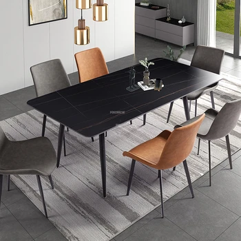 Işık lüks Kaya Döşeme yemek masası s Modern Minimalist yemek odası mobilyası Ev İskandinav Dikdörtgen yemek masası ve Sandalye
