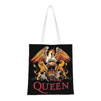 İngiliz Şarkıcı Söz Yazarı Freddie Mercury Kraliçe Bakkal Alışveriş Çantaları Komik Baskı Tuval alışveriş çantası Omuz Taşınabilir Çanta