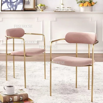 İskandinav yemek sandalyeleri Mutfak Manikür Eğlence Resepsiyon Yemek Sandalyesi Ev Mobilyaları Modern Basit Demir Arkalığı Koltuk