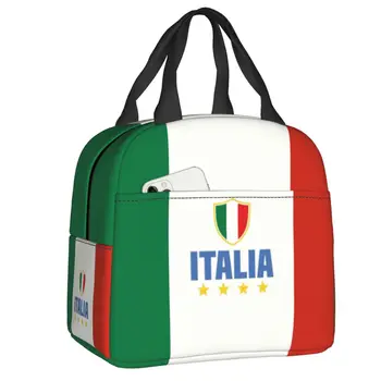 İtalya bayrağı Öğle Yemeği Çantası Kadın İtalyan Vatansever Yeniden Kullanılabilir Soğutucu Termal Yalıtımlı yemek kabı İş Okul Piknik Gıda Torbaları