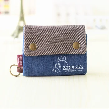 Japon sevimli chinchilla ekleme tuval cüzdan çok fonksiyonlu sıfır cüzdan büyük kapasiteli kısa kart çantası anahtar çantası