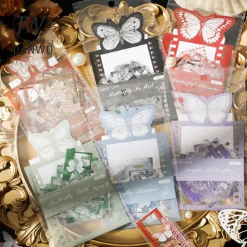 JIANWU 30 Yaprak Kelebek Müzesi Serisi Vintage Kelebek Sınır PET Dekor Sticker Paketi Yaratıcı DIY Günlüğü Kolaj Sabit