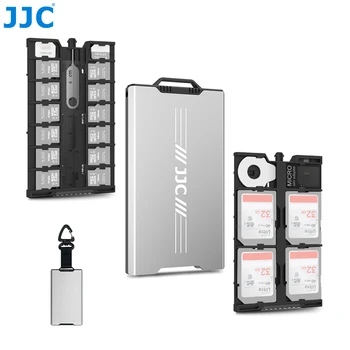 JJC Pop-up Tasarım Profesyonel Anti-Şok Tutucu Depolama hafıza kartı muhafazası 4 SD kart ve 12 Mikro SD kart ve 2 Nano SIM / NM kartları