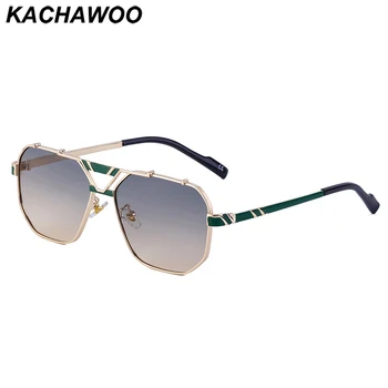 Kachawoo punk güneş gözlüğü erkekler kare çerçeve uv400 siyah mavi kahverengi metal güneş gözlüğü retro tarzı erkek Yaz sürüş gözlük ucuz