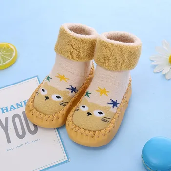 Kadın Botları Sonbahar Kış Ayakkabı Çocuklar İçin Bebek Kat Çorap Yenidoğan Bebek Yumuşak kaymaz Çorap Ayakkabı Çocuk Örgü Kız yarım çizmeler