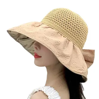 Kadın Hollow out nefes visor şapkalar Açık katlanabilir ilmek güneş şapkaları Bayanlar rahat plaj kap sürme ve seyahat için