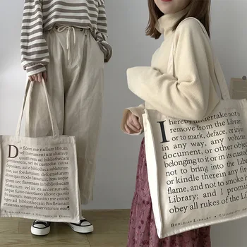 Kadın Kanvas omuzdan askili çanta Bodleian Kütüphane Oxford Öğrencilerin Kitap Çantası Pamuklu Bez Alışveriş Çantaları Büyük Çanta Tote Kızlar İçin