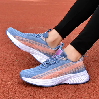 Kadın Maraton koşu ayakkabıları Spor Açık Kızlar yürüyüş ayakkabısı Ücretsiz Yaz Örgü Rahat Park koşu ayakkabıları Kadınlar için