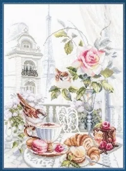 Kahvaltı Çiçekler ve Kuş En Kaliteli Sayılan Çapraz dikiş kitleri 16CT14CT beyaz kanvas Nakış DIY El Yapımı Dikiş Ev Dekor