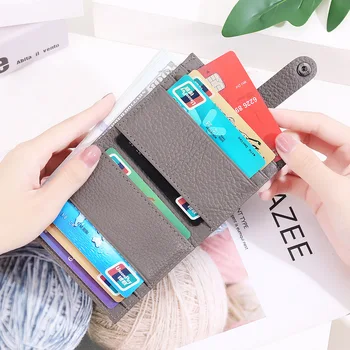 Katlanır Flap Düğmesi Moda Üst Katman İnek Derisi Deri Bayan Çanta Fermuar bozuk para cüzdanı Anahtarlık Taşınabilir Tüm Maç Mini Cüzdan